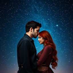 A romantic book cover background featuring a starry night sky
