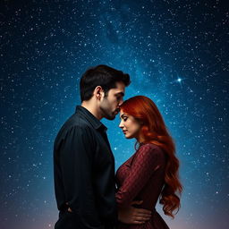 A romantic book cover background featuring a starry night sky