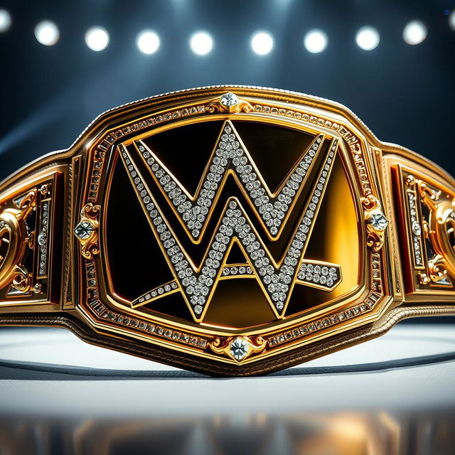 A newly designed WWE championship belt inspired by the iconic Big Gold Belt, crafted from solid gold and silver, with a lavish touch of diamonds