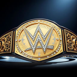 A newly designed WWE United States Championship belt inspired by the iconic Big Gold Belt, crafted with a luxurious combination of solid gold and silver, adorned with radiant diamonds