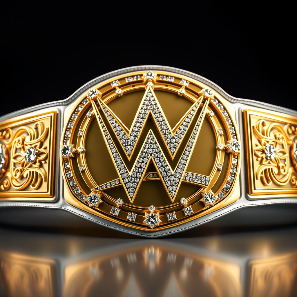 A newly designed WWE United States Championship belt inspired by the iconic Big Gold Belt, crafted with a luxurious combination of solid gold and silver, adorned with radiant diamonds