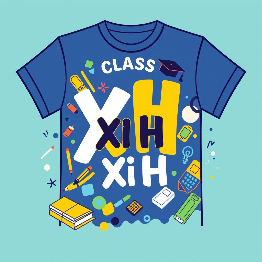 A creative and stylish T-shirt design for Class XI H, featuring vibrant and youthful elements