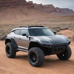 An adventurous fusion blending the extreme speed and intricate design of a Koenigsegg with the rugged durability and off-road capabilities of a Jeep.