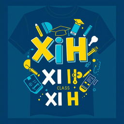 A creative and stylish T-shirt design for Class XI H, featuring vibrant and youthful elements