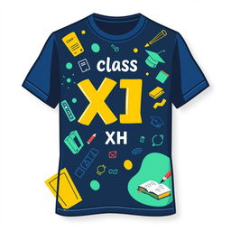 A creative and stylish T-shirt design for Class XI H, featuring vibrant and youthful elements