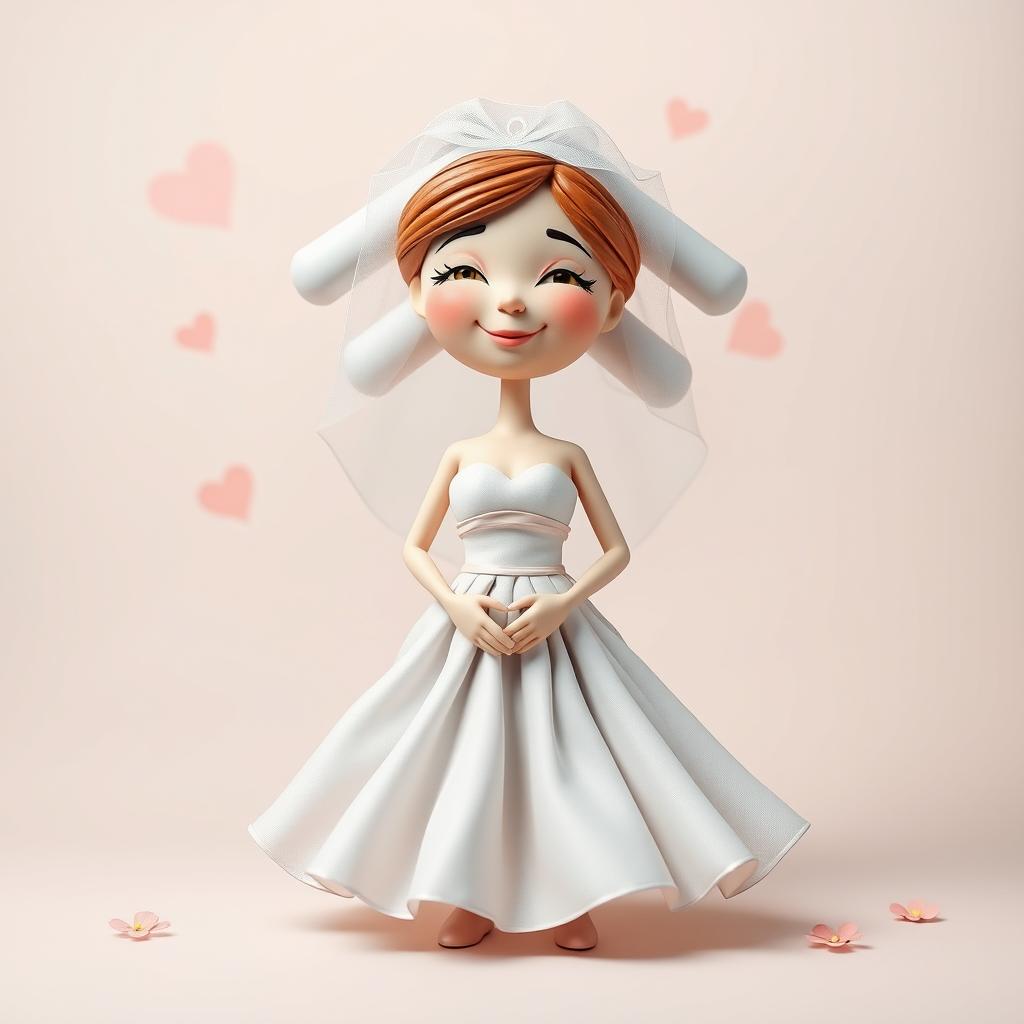 A whimsical conceptual image of a Wi-Fi symbol dressed as a wife, featuring the iconic Wi-Fi waves stylized into a flowing wedding dress