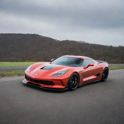 A sportscar showcasing the embodiment of a Koenigsegg's advanced design and speed complemented by the timeless grace and powerful appeal of a Corvette.