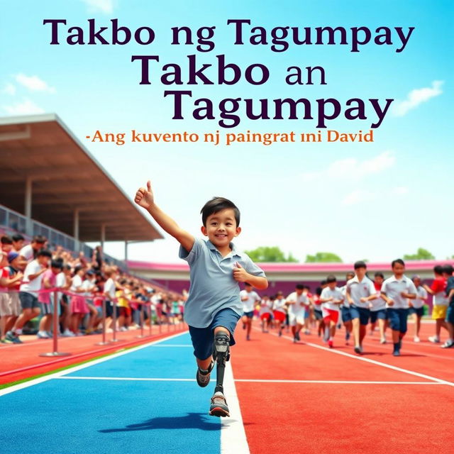 A cover page for a story titled "Takbo ng Tagumpay: Ang Kuwento ng Pag-angat ni David"