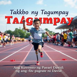 A cover page for a story titled "Takbo ng Tagumpay: Ang Kuwento ng Pag-angat ni David"