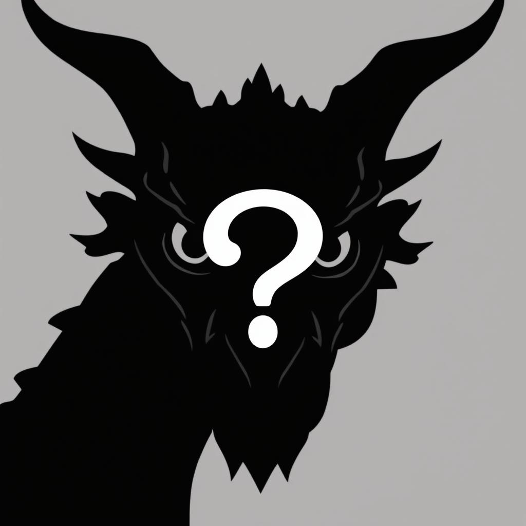 Close-up face portrait of a black silhouette of a dragon humanoid, highlighting its dragon-like features such as sharp eyes, defined snout, and subtle scales