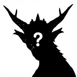 Portrait of a black silhouette of a dragon humanoid, capturing its strong, mythical features like pointed ears, reptilian eyes, and a scaled texture