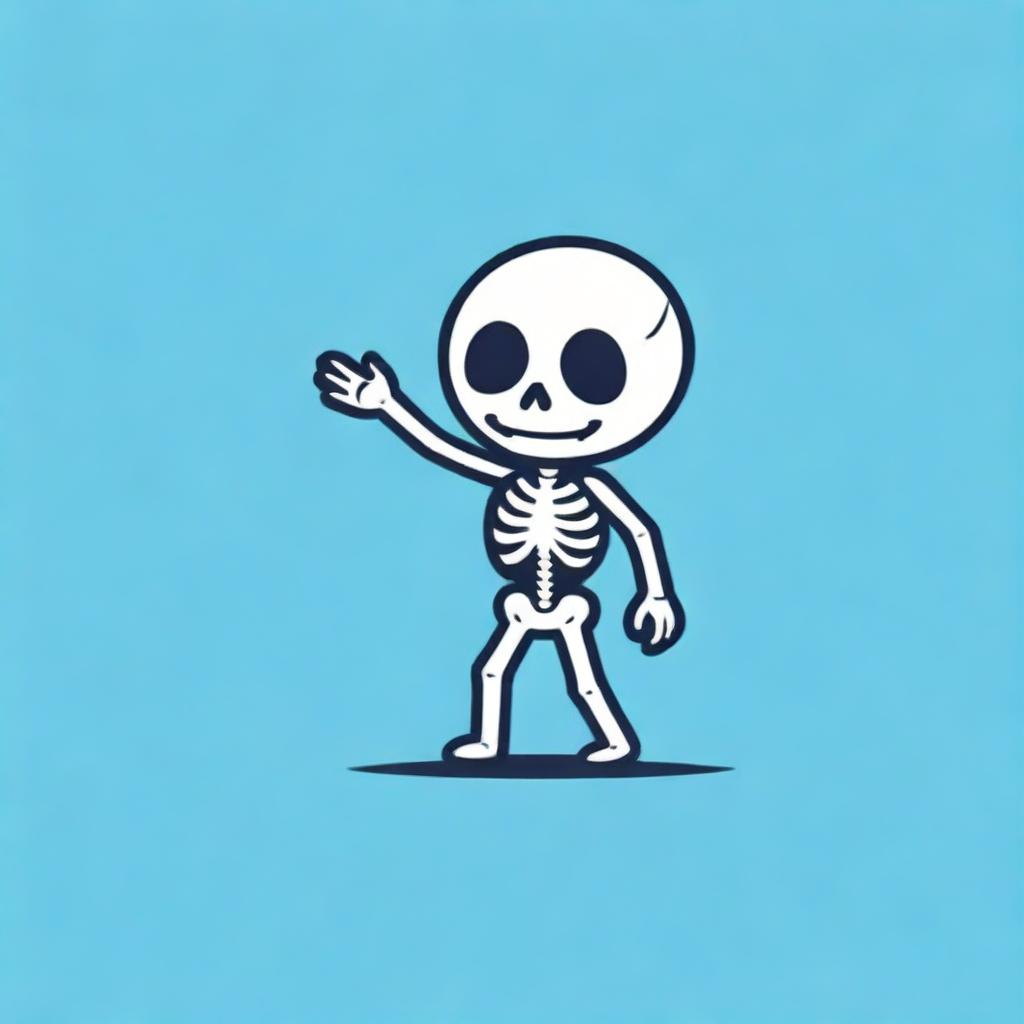 Design a mascot logo featuring a playful and friendly skeleton.