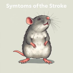 a medical illustration of a rat experiencing symptoms of a stroke; the rat appears disoriented and is depicted in a realistic style, illustrating the physiological effects on its small body