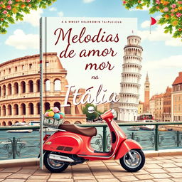 Book cover featuring the title "Melodias de amor na Itália"