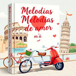 Book cover featuring the title "Melodias de amor na Itália"