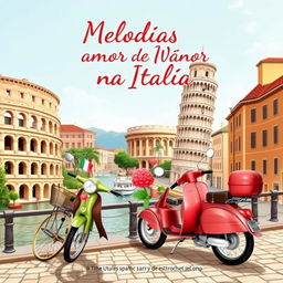 Book cover featuring the title "Melodias de amor na Itália"