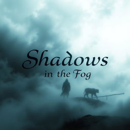 Mysterious and atmospheric book cover featuring an intriguing landscape veiled in swirling fog with dark, shadowy figures barely visible in the background