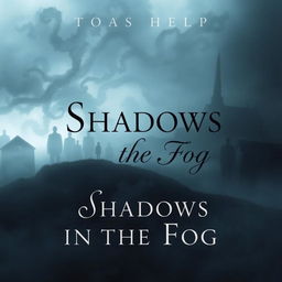 Mysterious and atmospheric book cover featuring an intriguing landscape veiled in swirling fog with dark, shadowy figures barely visible in the background