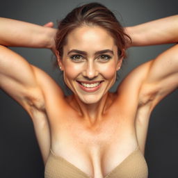 A confident person proudly showing their natural hairy armpits, celebrating body positivity and self-acceptance