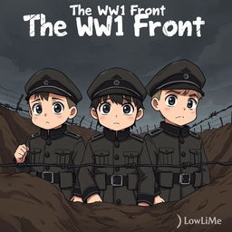 Three German anime-style characters, Hans, Karl, and Albert, on the western front during World War 1 in 1917