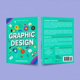 Create a dynamic and modern 2-sided book cover for a graphic design course