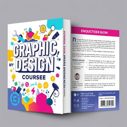 Create a dynamic and modern 2-sided book cover for a graphic design course