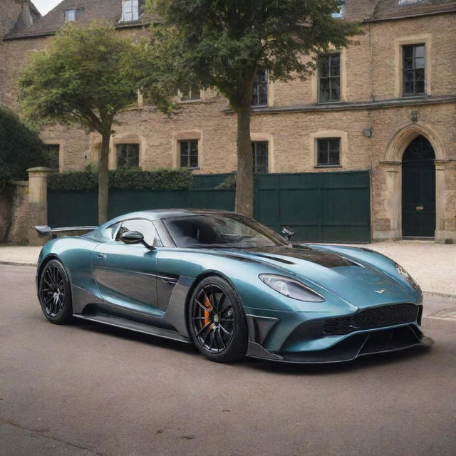 A high-performance grand tourer combining the extreme speed and intricate design details of a Koenigsegg with the timeless elegance of an Aston Martin.