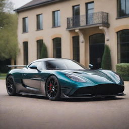 A high-performance grand tourer combining the extreme speed and intricate design details of a Koenigsegg with the timeless elegance of an Aston Martin.