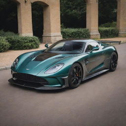 A high-performance grand tourer combining the extreme speed and intricate design details of a Koenigsegg with the timeless elegance of an Aston Martin.