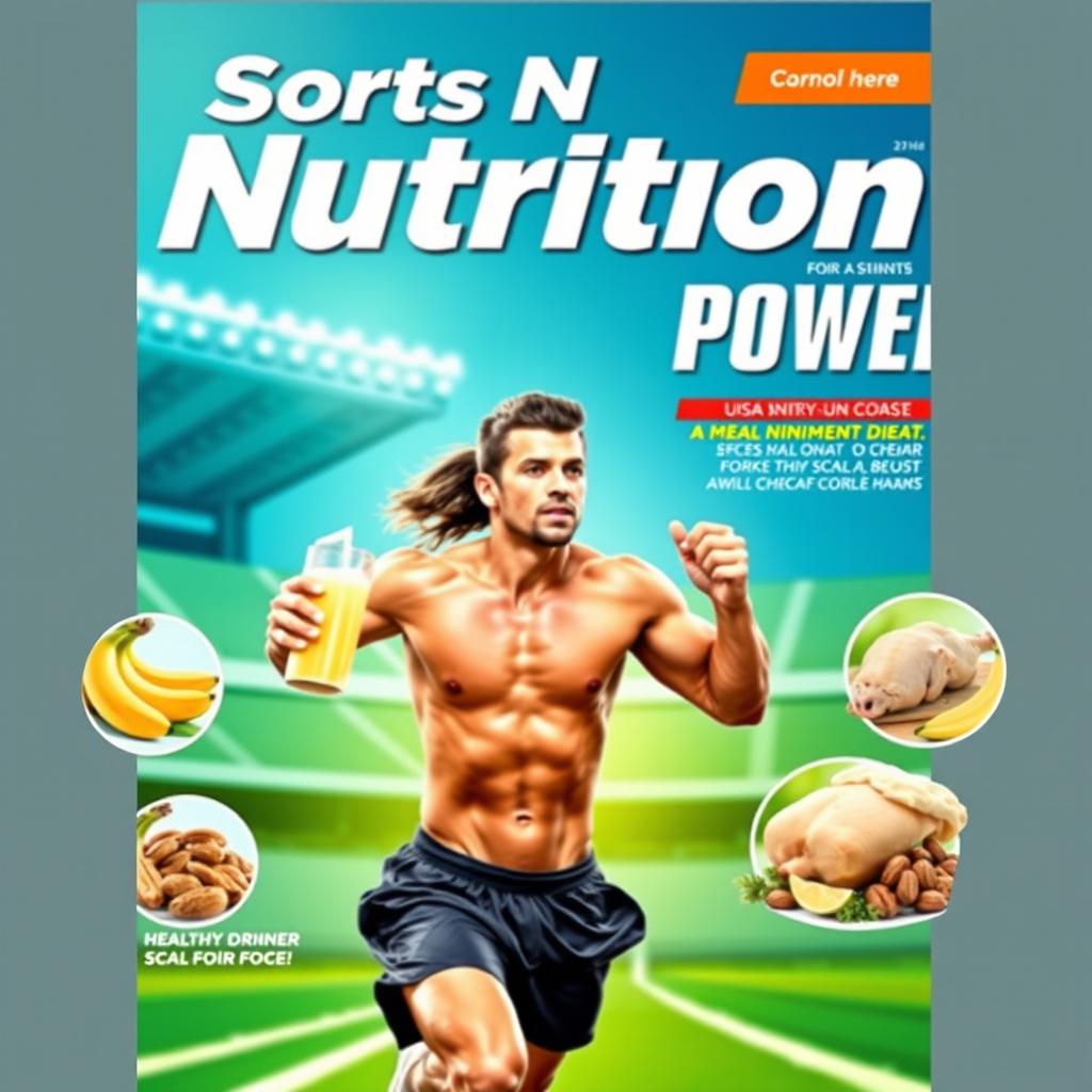 A dynamic and eye-catching cover design for a sports nutrition magazine