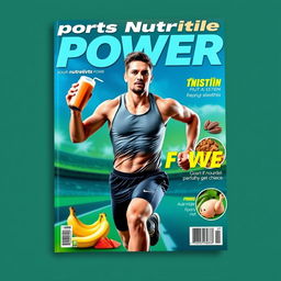 A dynamic and eye-catching cover design for a sports nutrition magazine