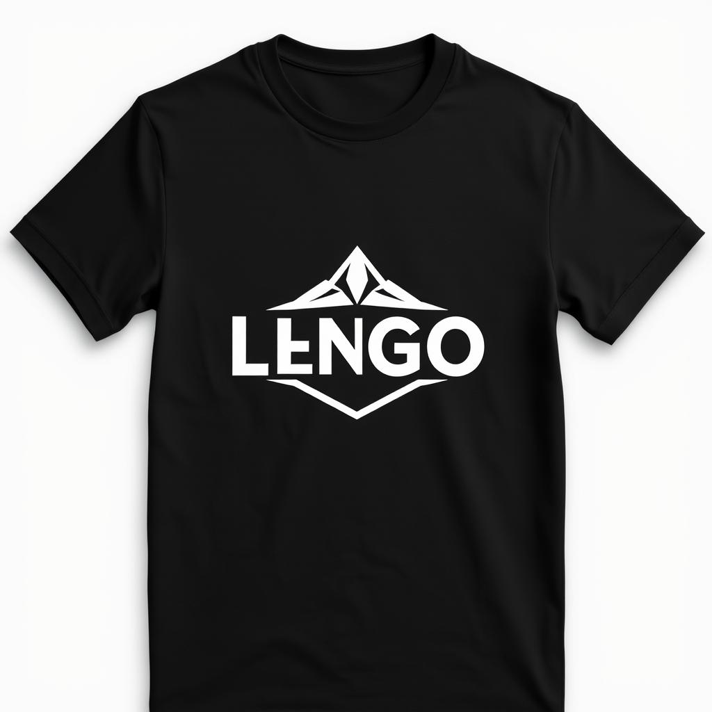Black t-shirt featuring the provided logo prominently displayed on the front