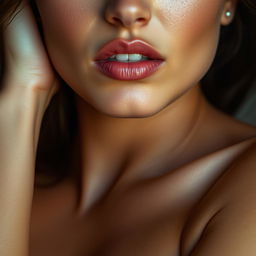 Close-up of a sensual woman with a focus on her intimate beauty, expressing confidence and allure