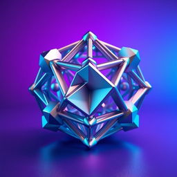 a unique and intricate 3D object with geometric designs, showcasing an array of shapes such as cubes, spheres, and pyramids intertwined in a harmonious composition