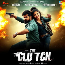 Adventure movie poster titled "The Clutch" starring actor Vijay and actress Thrishsa