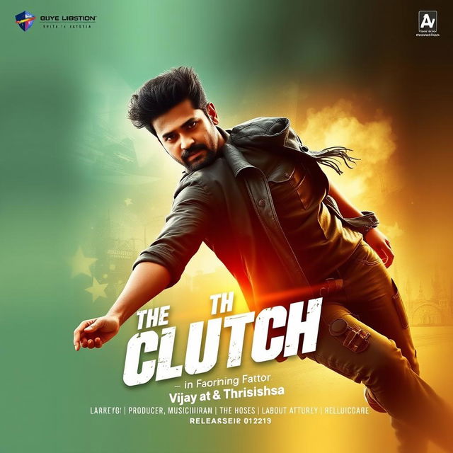 Adventure movie poster titled "The Clutch" starring actor Vijay and actress Thrishsa