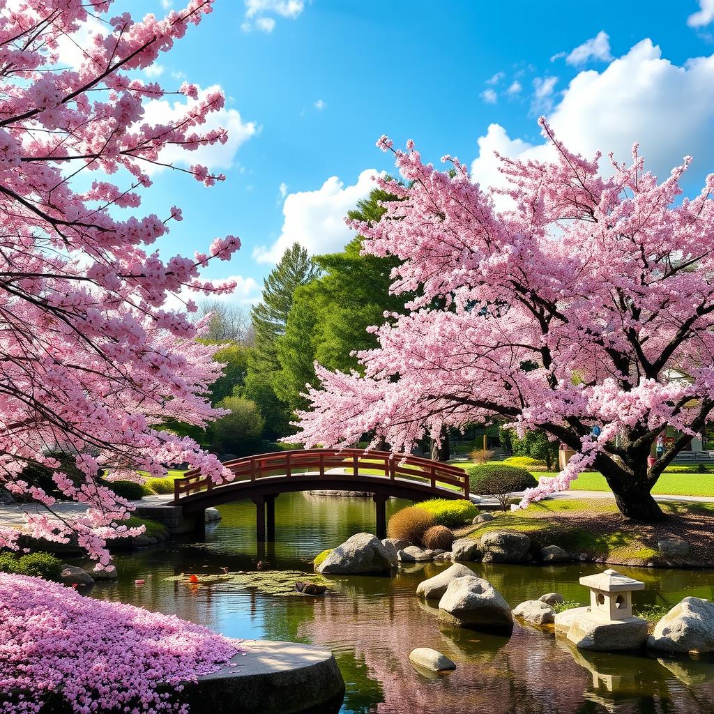 A serene and peaceful Japanese garden with a tranquil koi pond