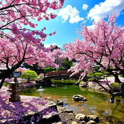 A serene and peaceful Japanese garden with a tranquil koi pond