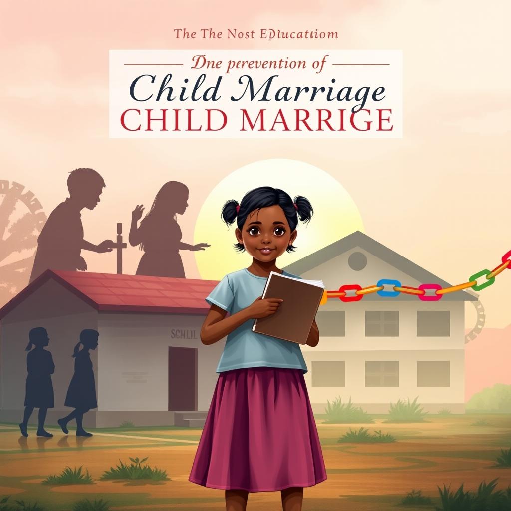 A compelling and educational book cover design illustrating the prevention of child marriage