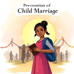 A compelling and educational book cover design illustrating the prevention of child marriage