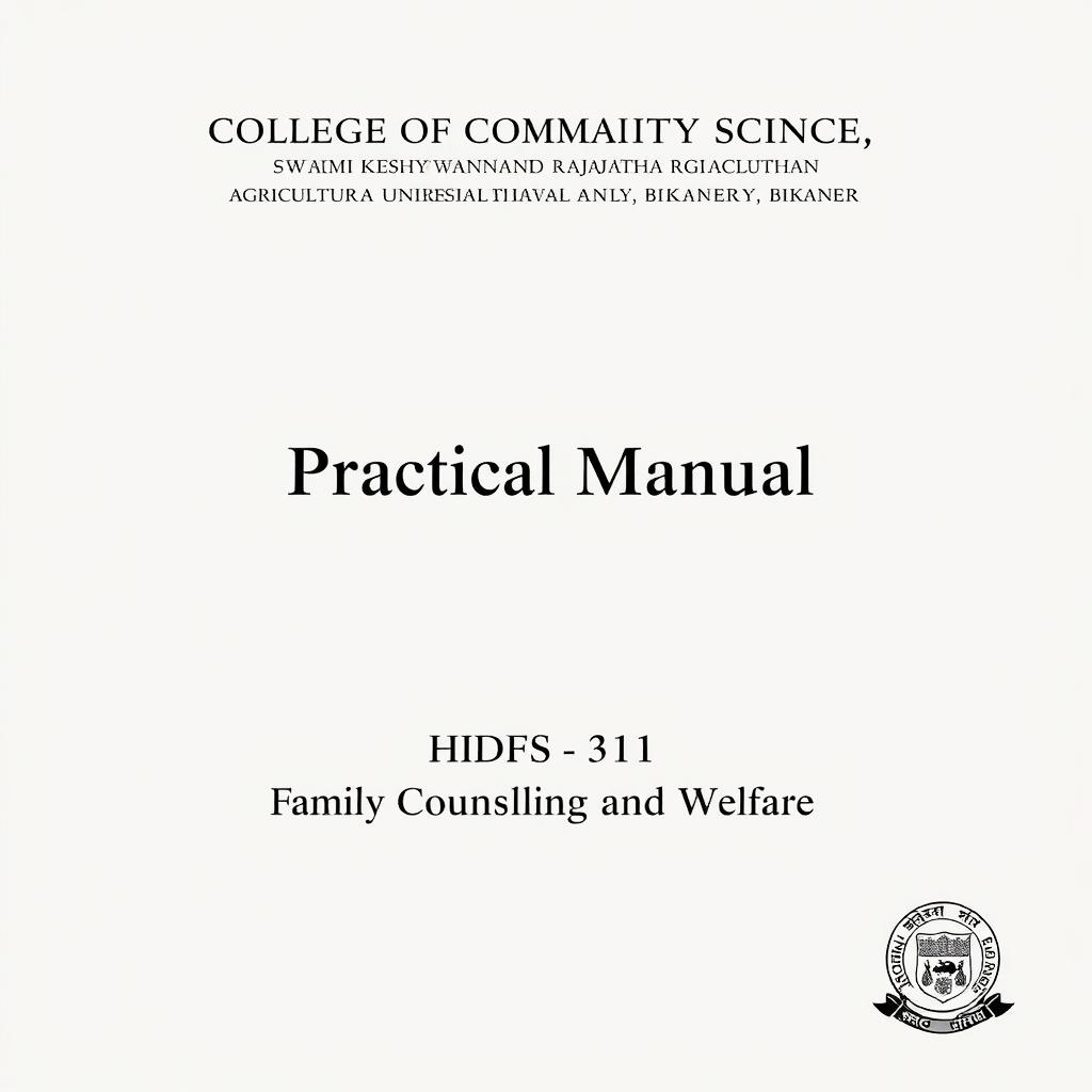 A clean and professional cover page design for a college practical manual file