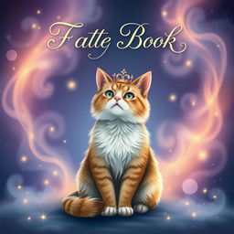 A whimsical and enchanting book cover featuring a majestic cat as the central figure