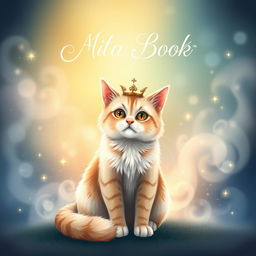 A whimsical and enchanting book cover featuring a majestic cat as the central figure