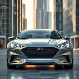 A modern Ford Probe concept, envisioning a sleek and futuristic design, with aerodynamic curves and advanced LED headlights