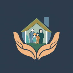 A symbolic image representing family counselling and welfare, featuring hands, a family, and a home