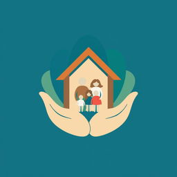 A symbolic image representing family counselling and welfare, featuring hands, a family, and a home