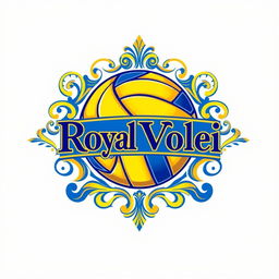 A beautiful and elegant volleyball team crest featuring the text 'Royal Vôlei' prominently