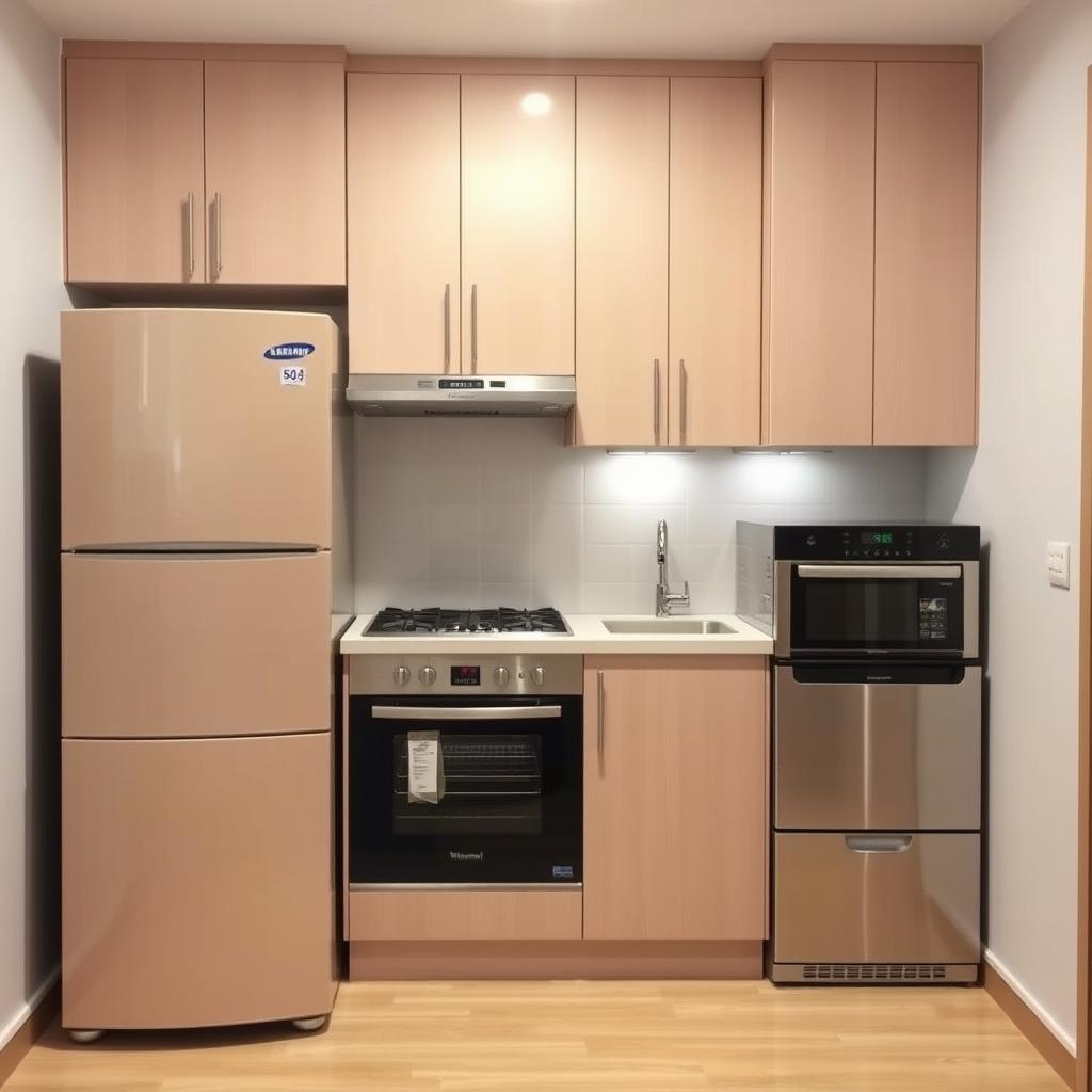 A modern kitchen design in a compact space measuring 2