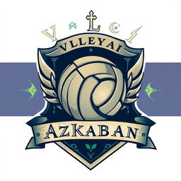 A volleyball team crest featuring the text 'Vôlei Azkaban'