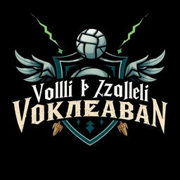 A volleyball team crest featuring the text 'Vôlei Azkaban'